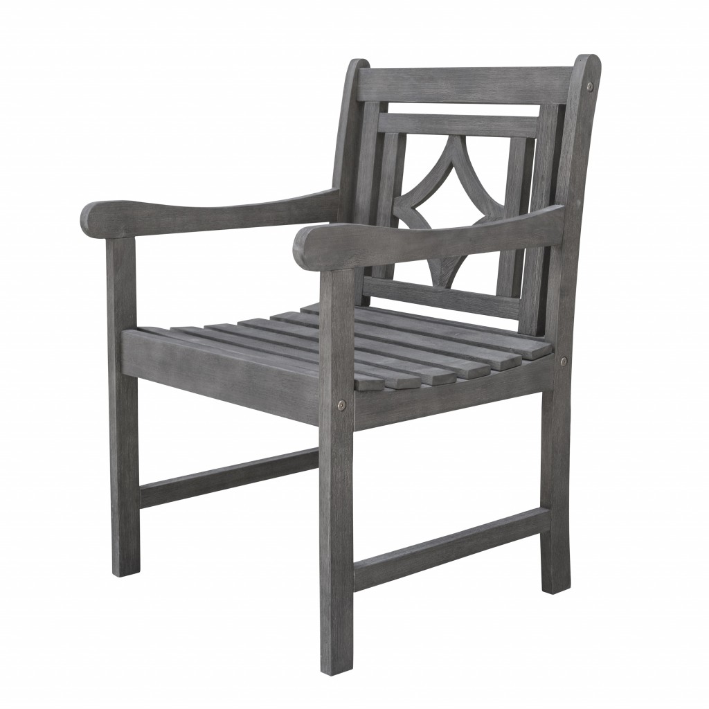 Distressed Dining Armchair with Decorative Back