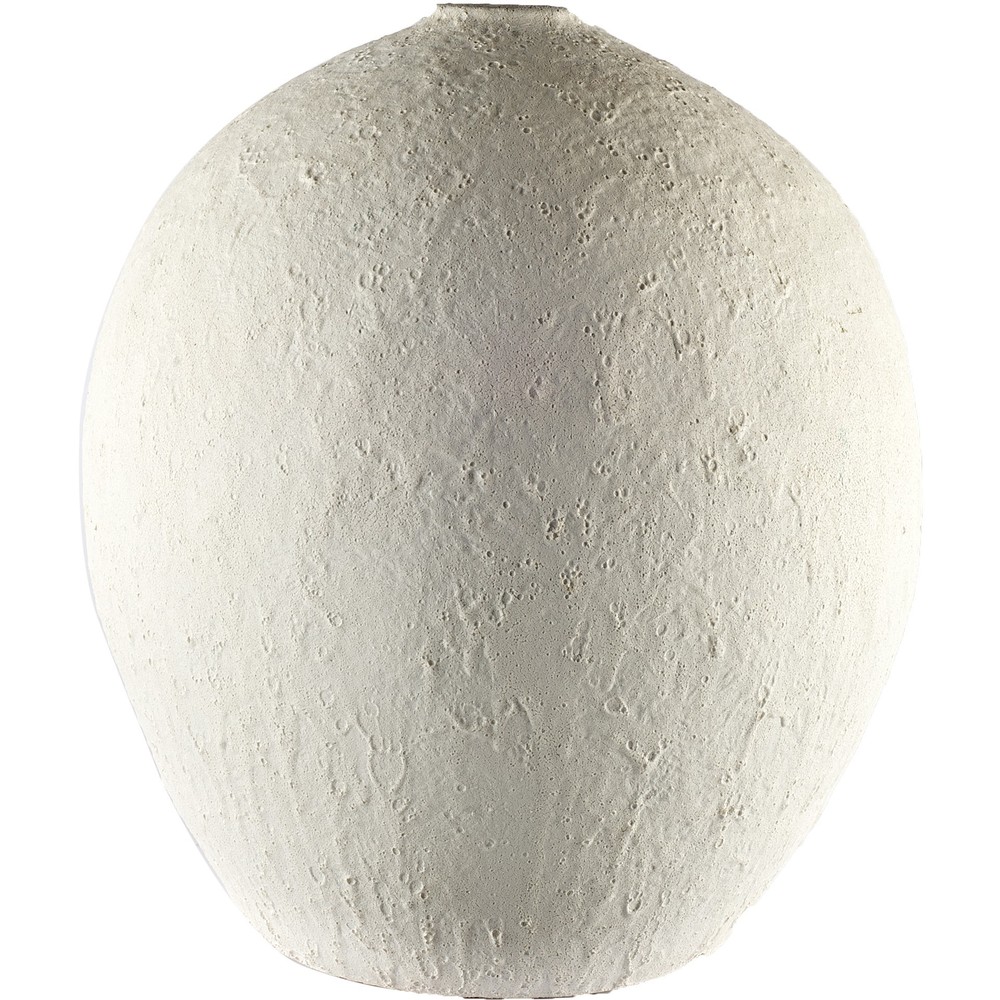 Wide White Textrured Ceramic Vase