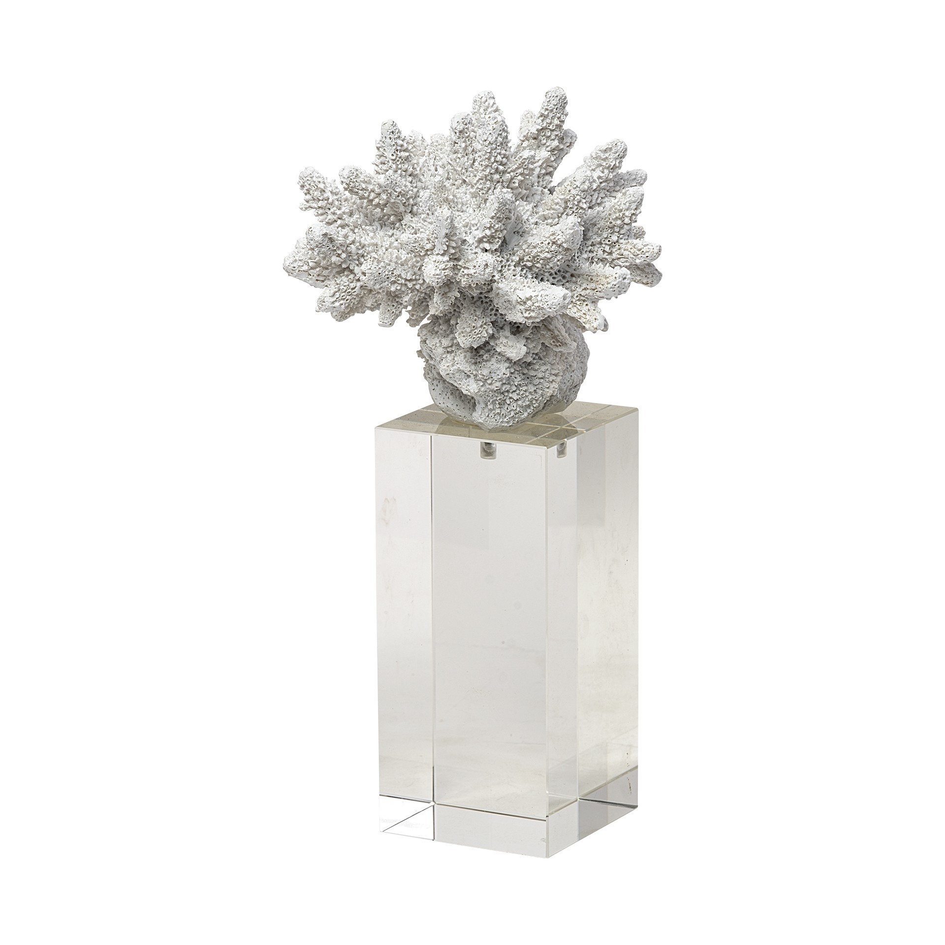 10" White Contempo Coral and Glass Sculpture