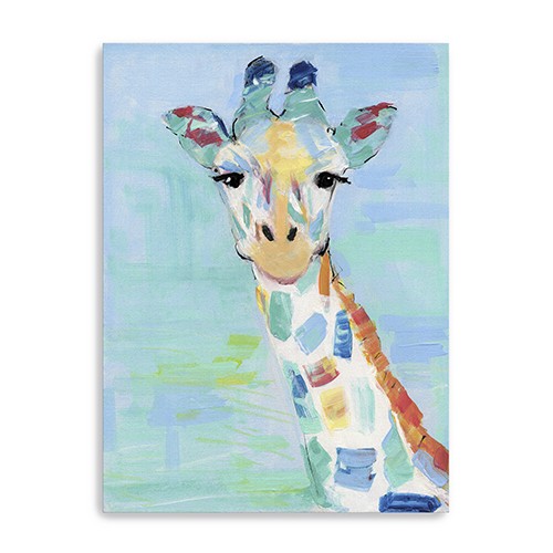 40" x 30" Pastel Patchwork Giraffe Canvas Wall Art
