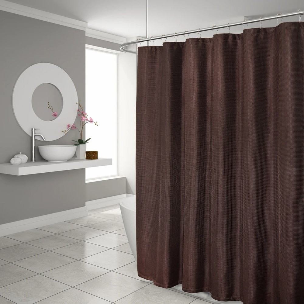 Luxurious Brown Waffle Weave Shower Curtain