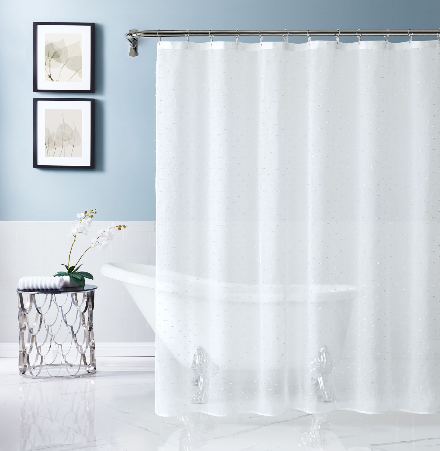 White Puff Sprinkles Shower Curtain
