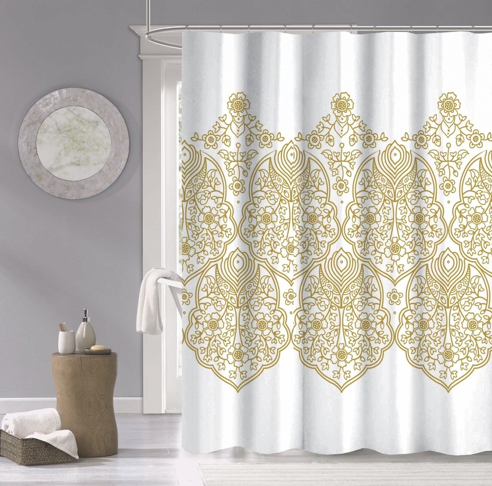 Gold Decorative Medallion Shower Curtain