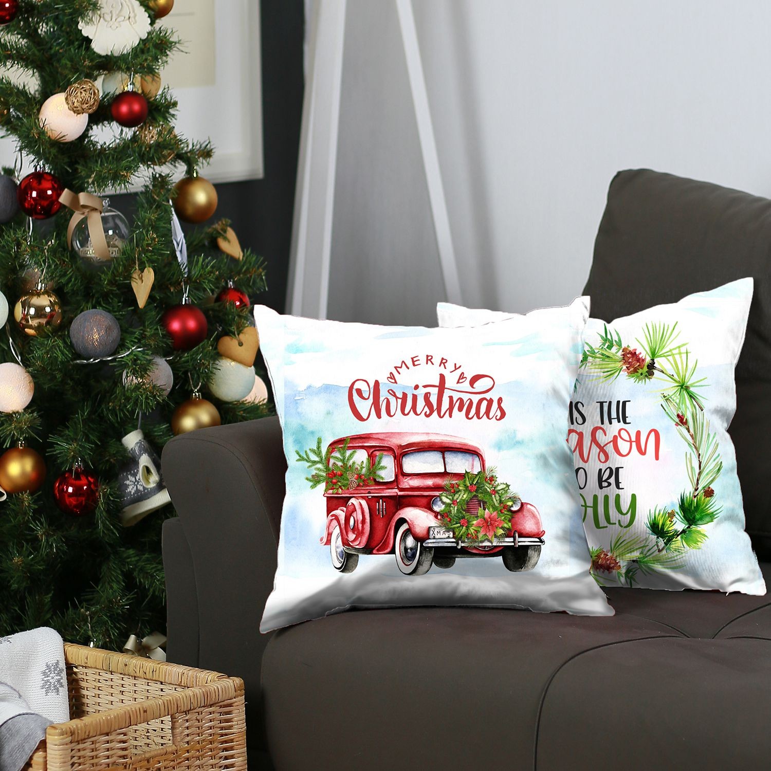 Set of 2 Merry Christmas Tis the Season Thow Pillows