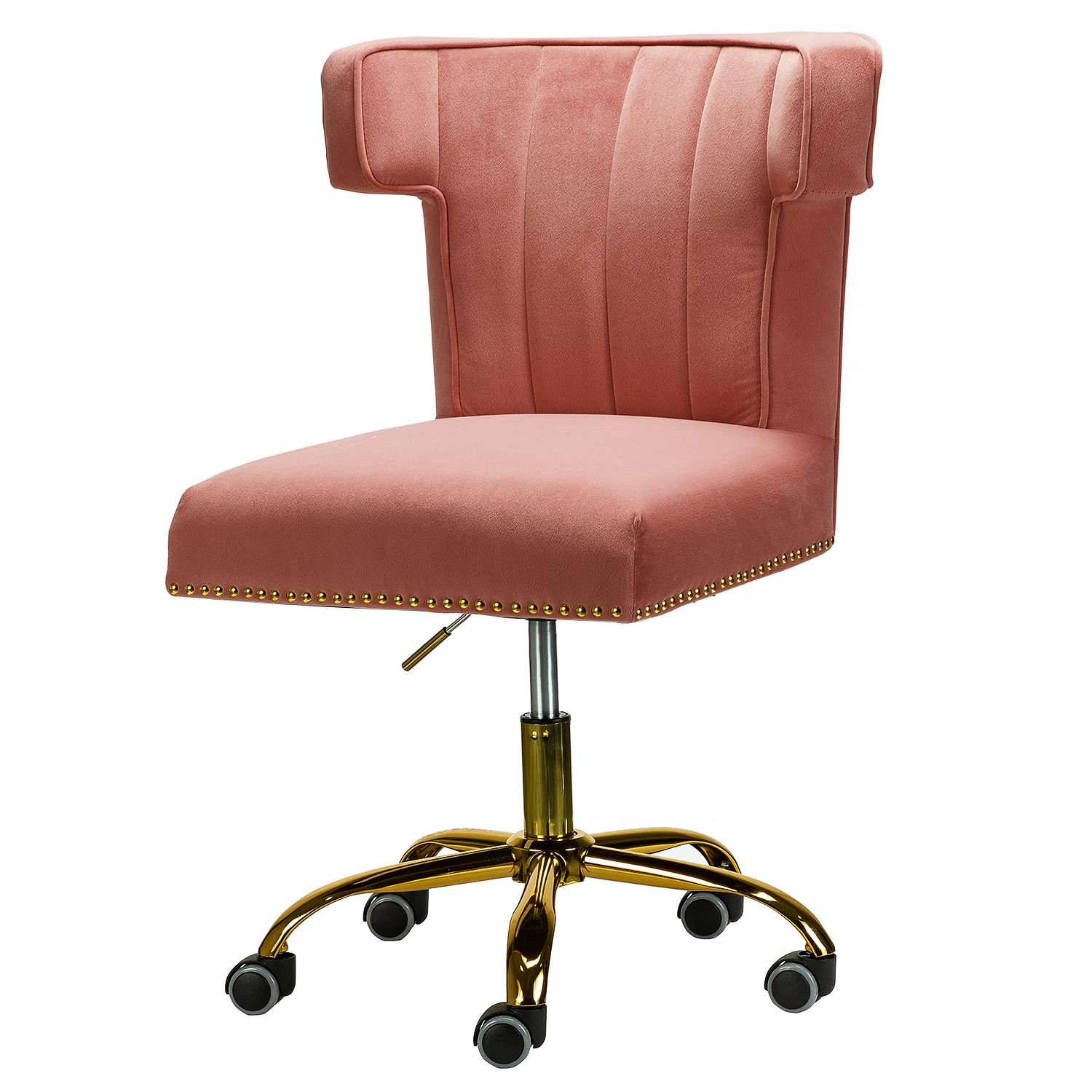 Contempo Rose Pink Velvet Nailhead Office Chair