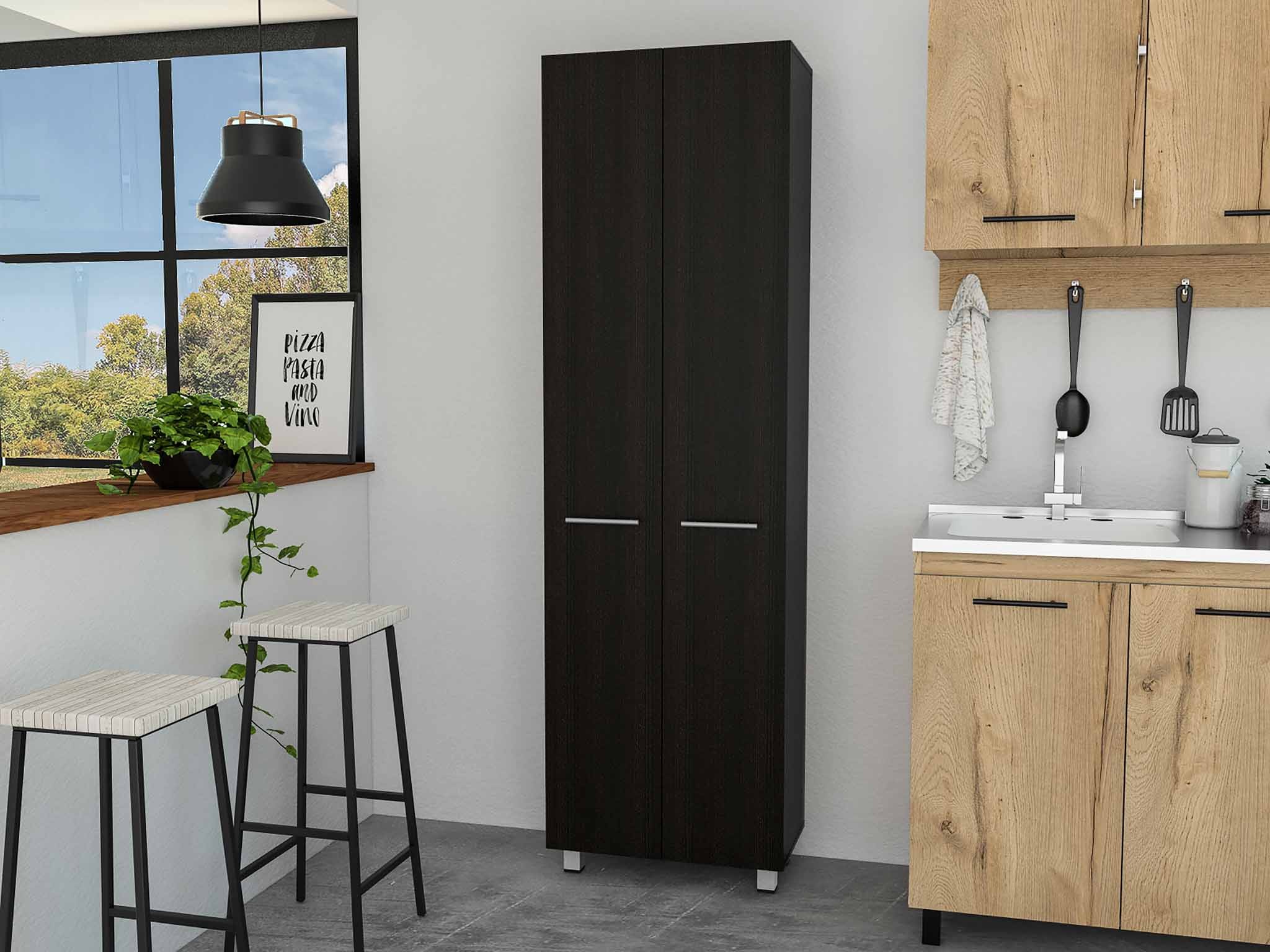 Thea Black Pantry Cabinet