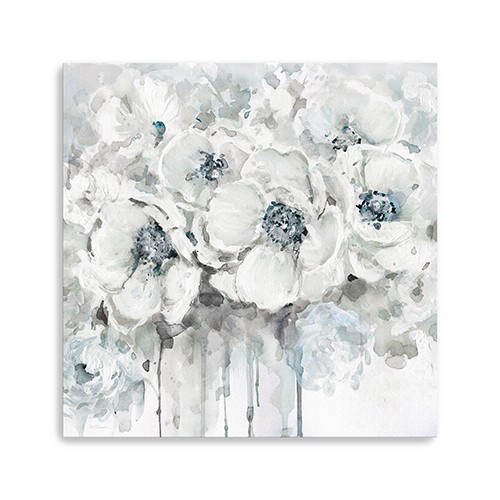 20" Winter Blues Flower Canvas Wall Art