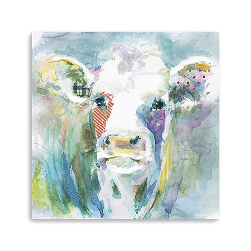 20" Watercolor Cow Canvas Wall Art