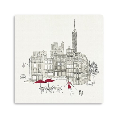 40" NYC CafT Line Work with Red Accents Canvas Wall Art