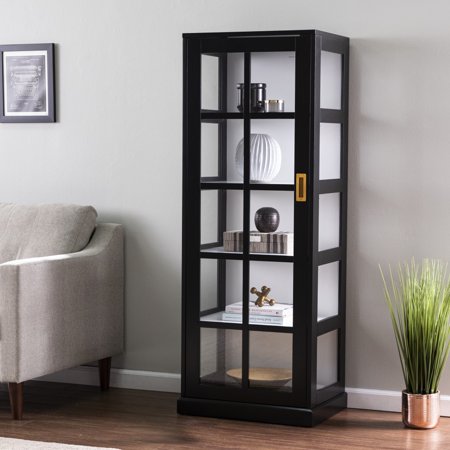 Dynasty Contemporary Black and White Tall Curio Cabinet
