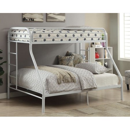 White Twin XL Over Queen Size Metal Bunk Bed