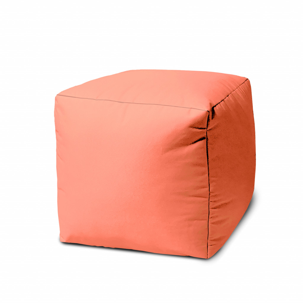 17 Cool Flamingo Coral Solid Color Indoor Outdoor Pouf Ottoman