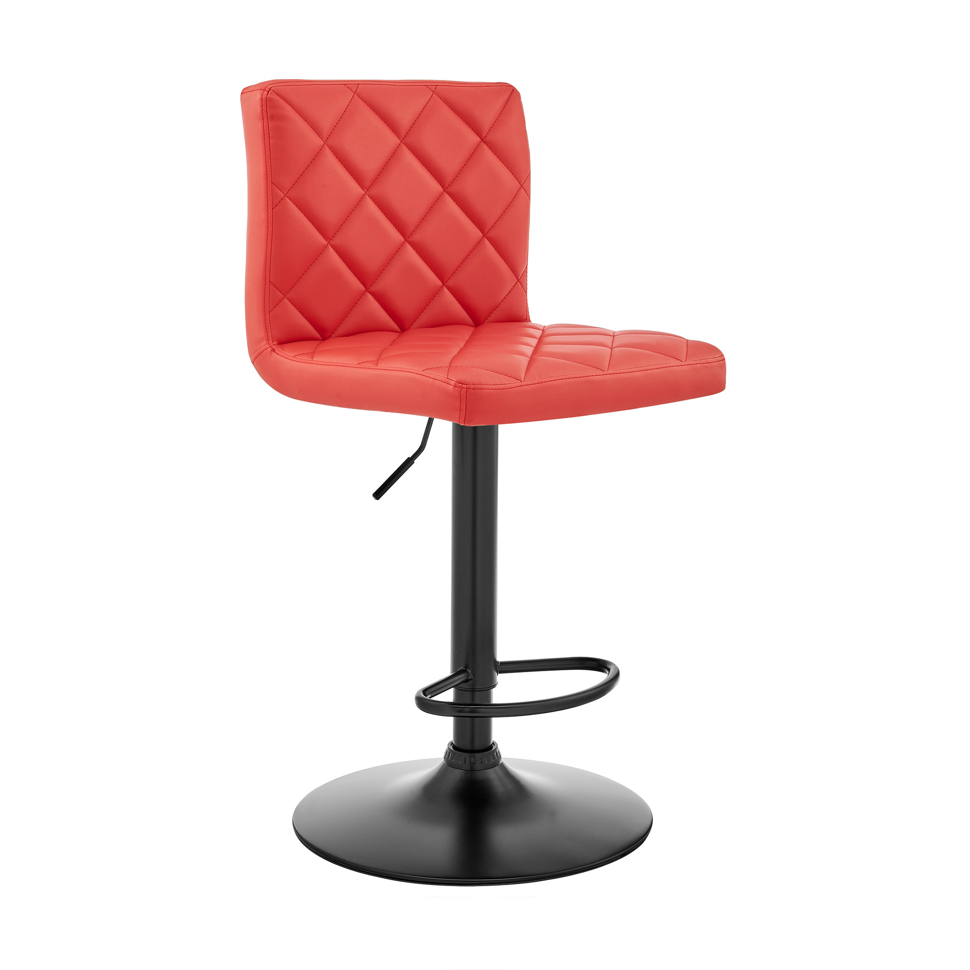 Red Faux Leather Swivel Adjustable Bar Stool