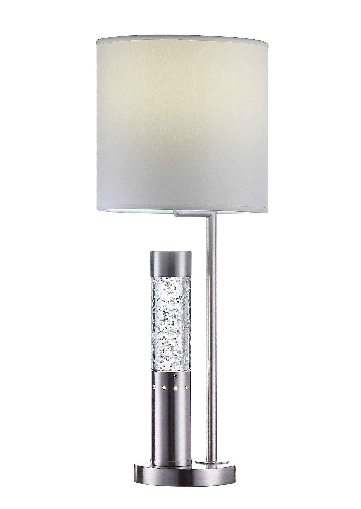 10" X 10" X 25" Brushed Nickel Metal Glass LED Shade Table Lamp