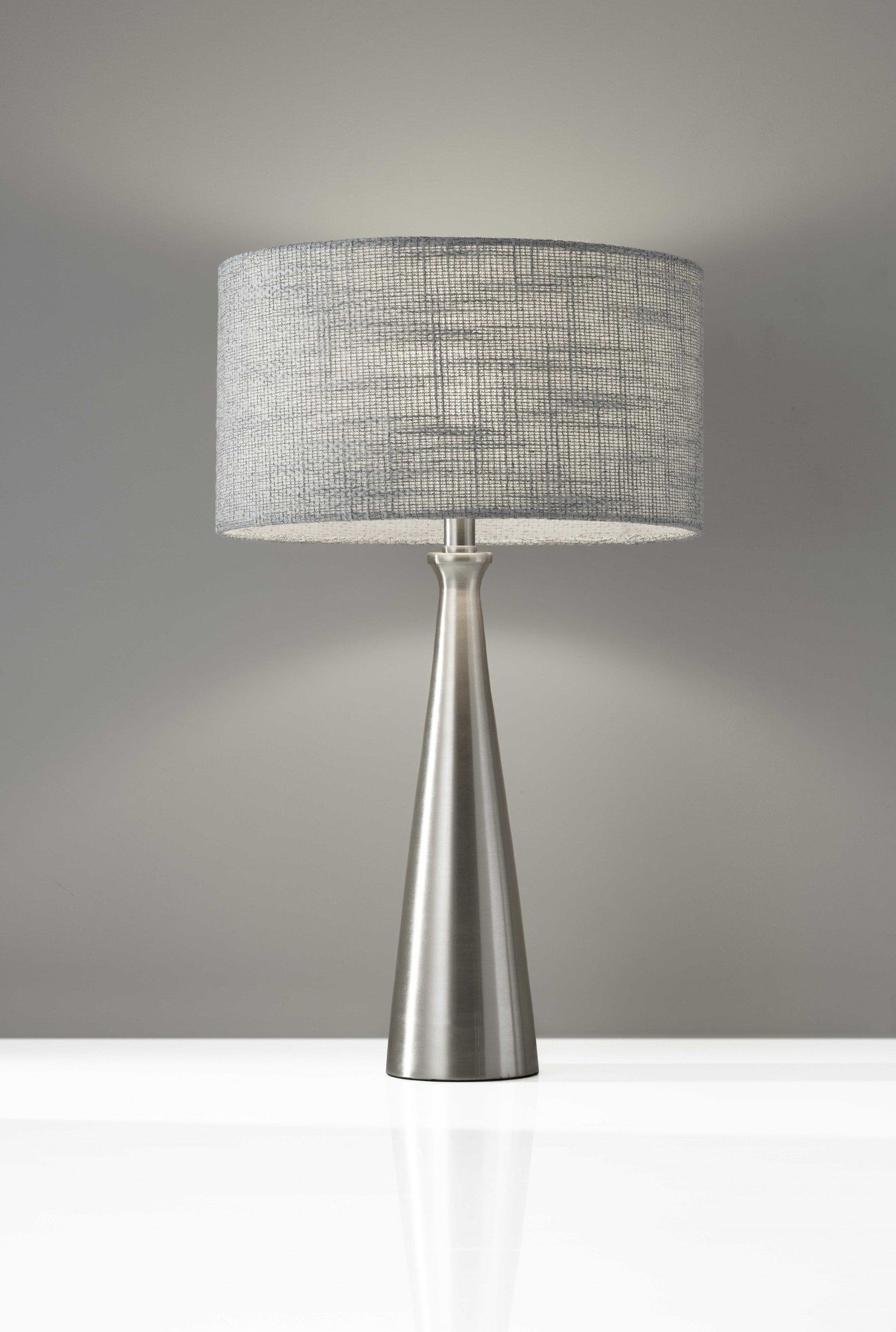 13" X 13" X 21.5" Brushed Steel Metal Table Lamp