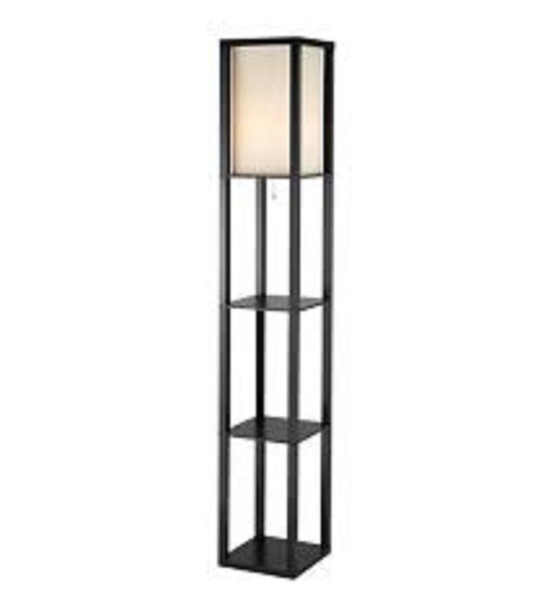 11.5" X 11.5" X 72" Black Wood Tall Shelf Floor Lamp