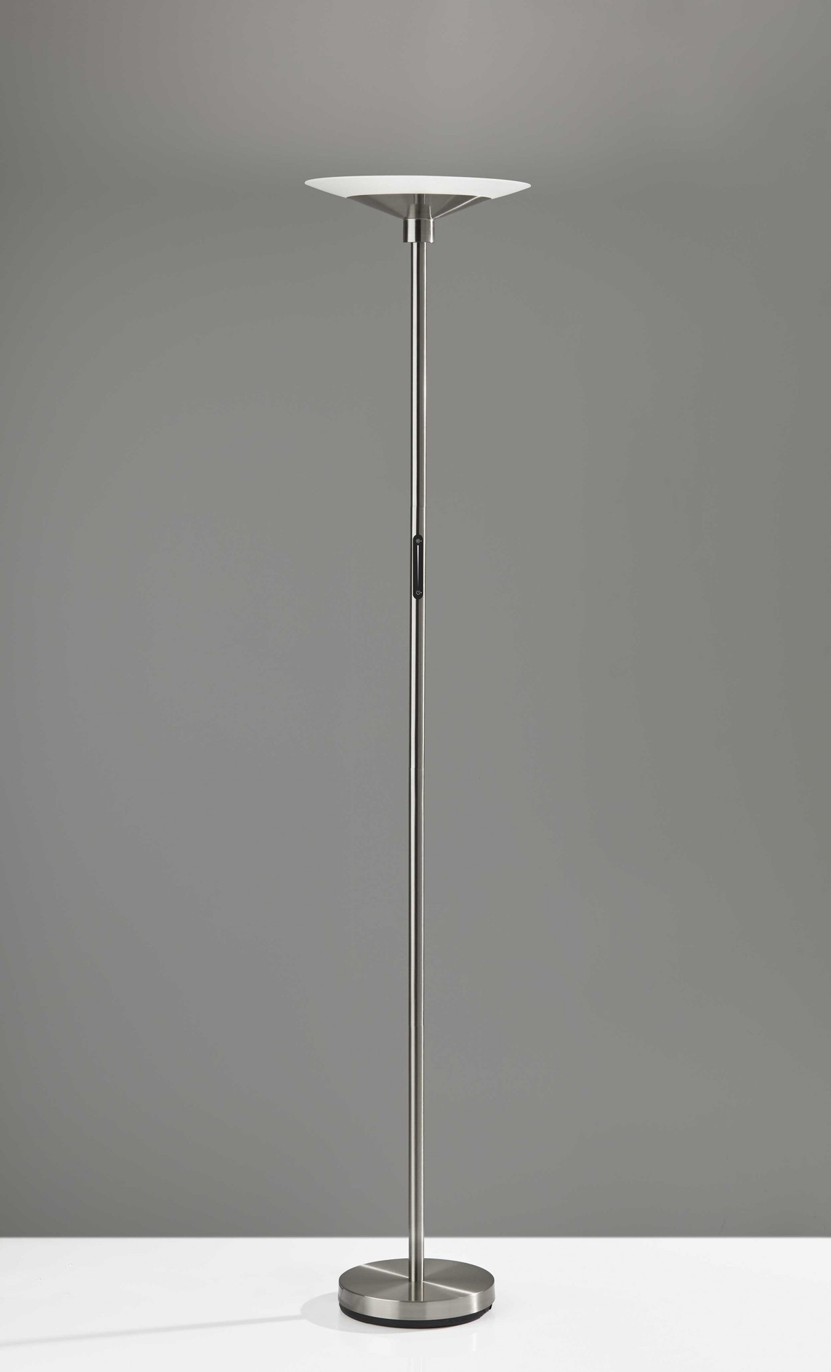 14" X 14" X 70.5" Brushed Steel Metal LED Torchiere