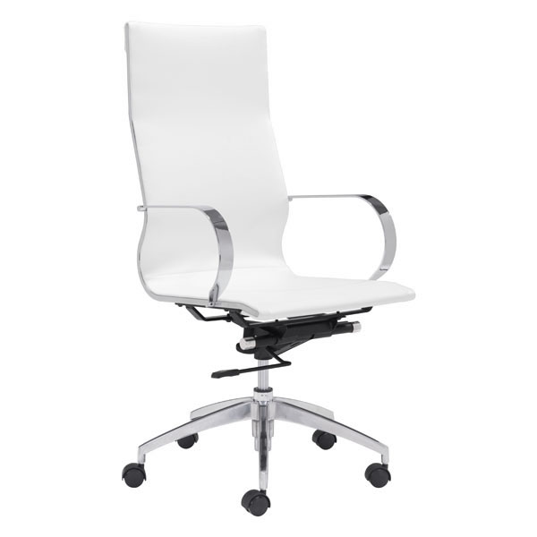 27.6" X 27.6" X 45.3" White Leatherette Back Office Chair