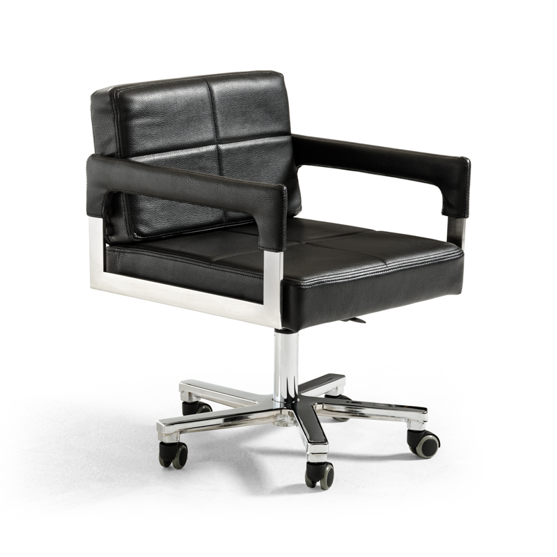 29" Black Bonded Leather and Steel Office Chair