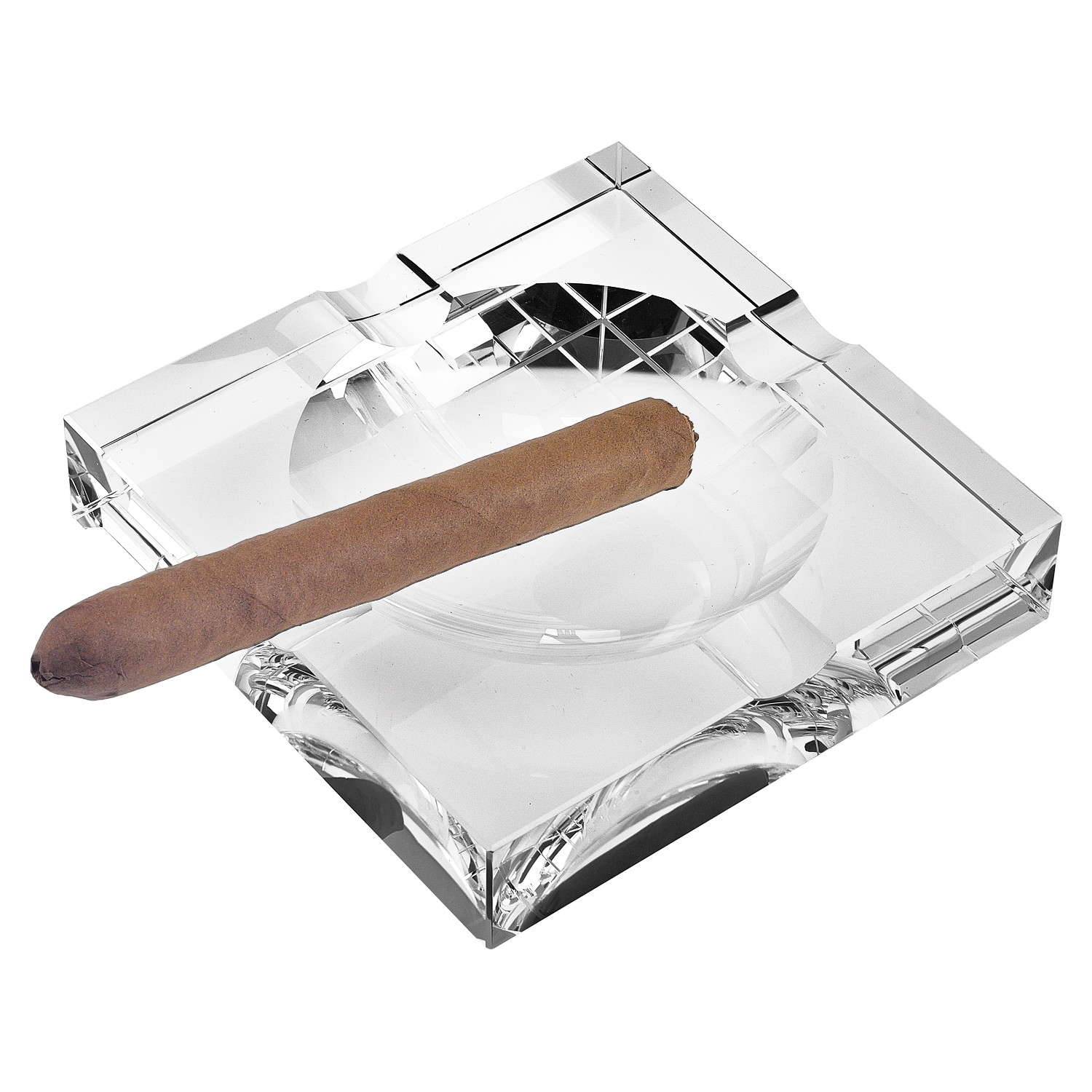 5" Hand Crafted Square Crystal Cigar Ash Tray