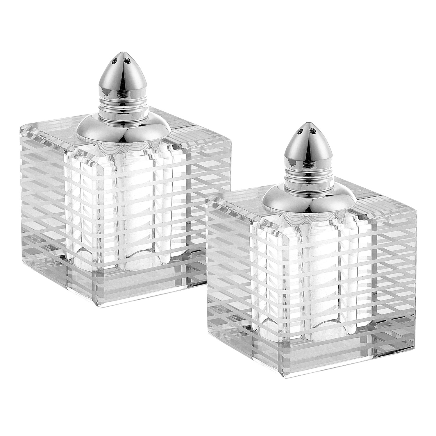 Hand Made Crystal Silver Pair of Salt & Pepper Shakers
