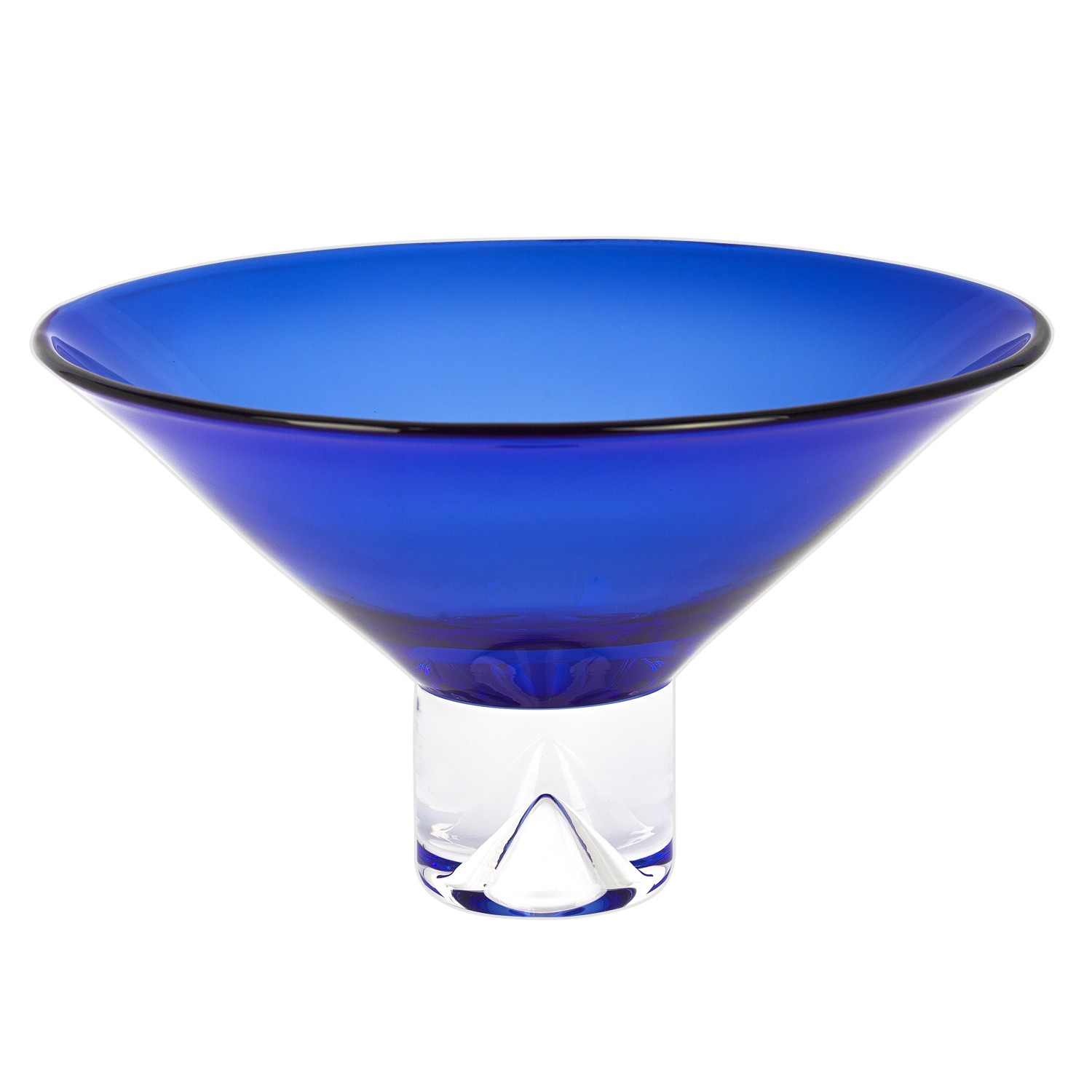 12" Mouth Blown Crystal Cobalt Blue Centerpiece Bowl