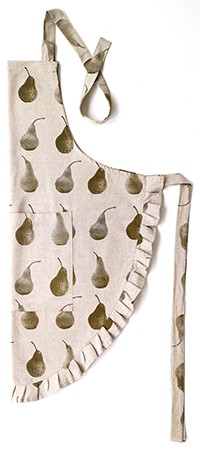 Set of Green Pear Design Apron with Two Trivets