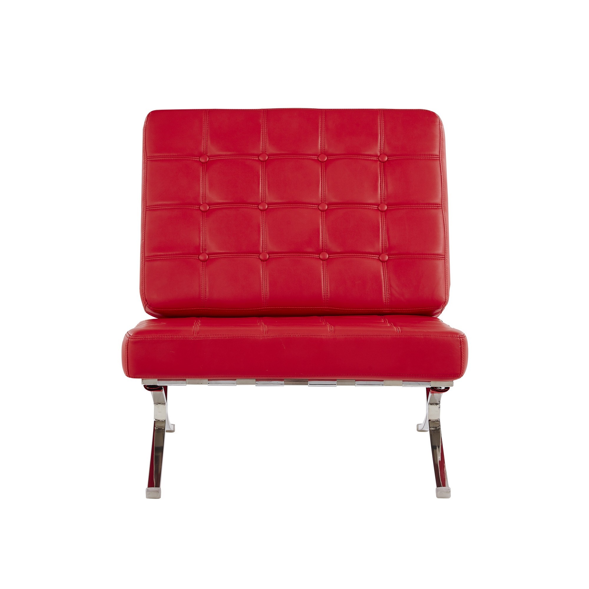 Red Chair with Wide Spacious Seat and Button Tufted Details