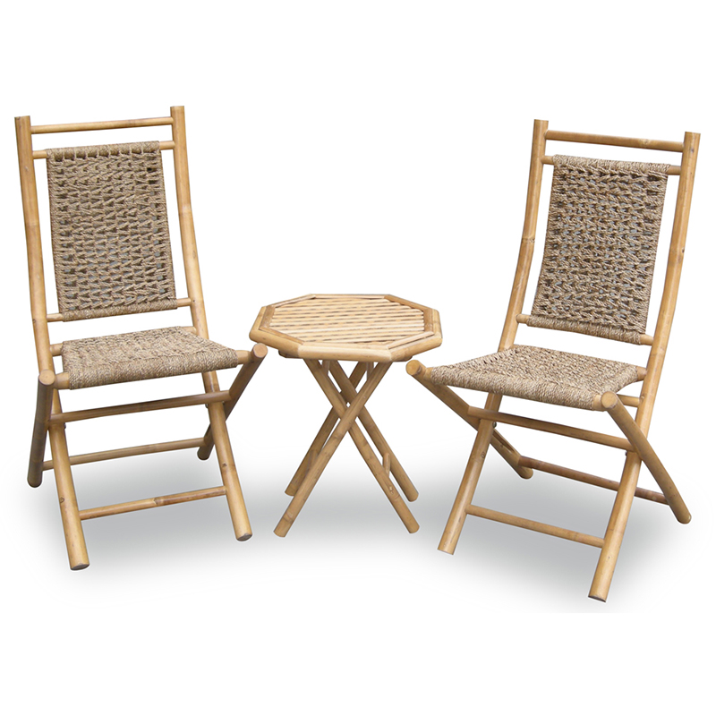 20" X 15" X 36" Natural Bamboo Chairs and a Table Bistro Set