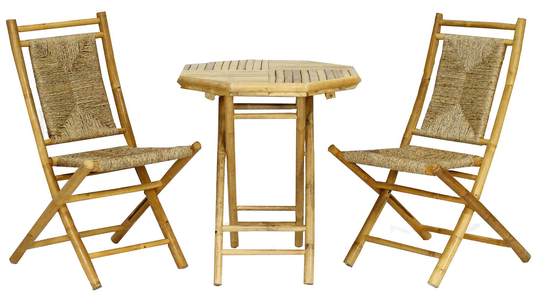 20" X 15" X 36" Natural Bamboo Natural Sea Grass Bamboo Weave set of Chairs and a Table