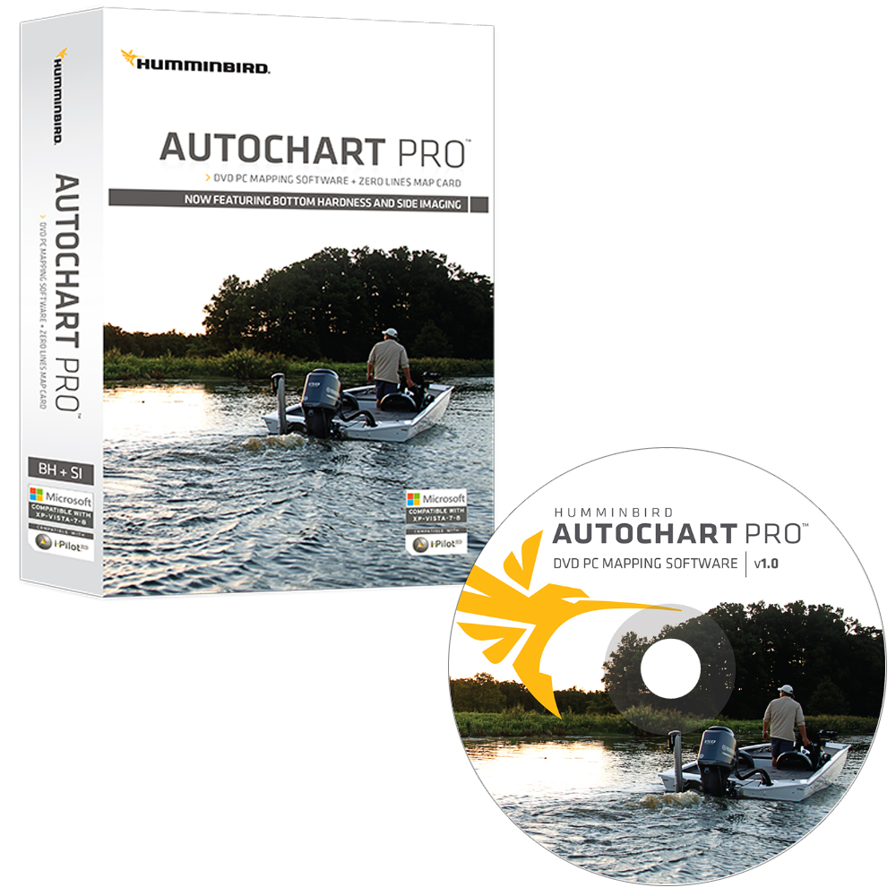 Humminbird AutoChart PRO DVD PC Mapping Software w/Zero Lines Map Card
