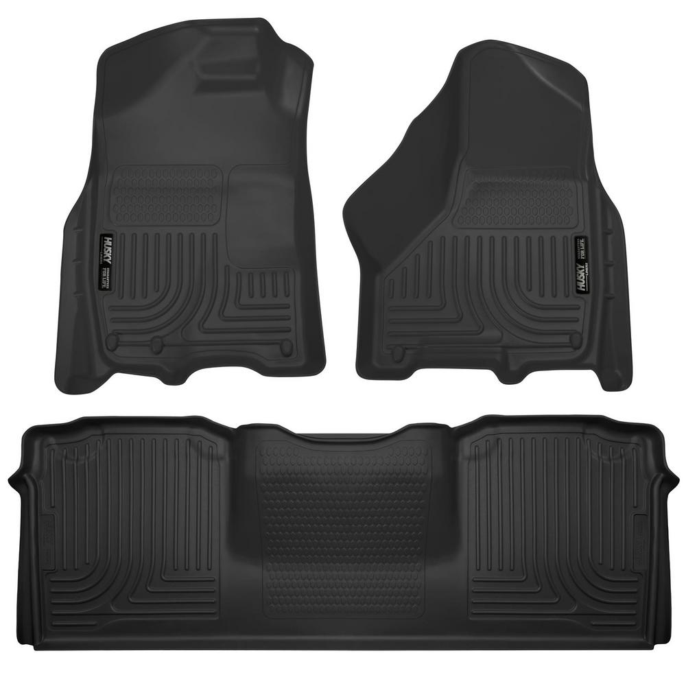 10-15 RAM 2500/3500 MEGA CAB WEATHERBEATER FRONT/2ND SEAT FLOOR LINERS W/1 OR 2 HOOKS BLACK