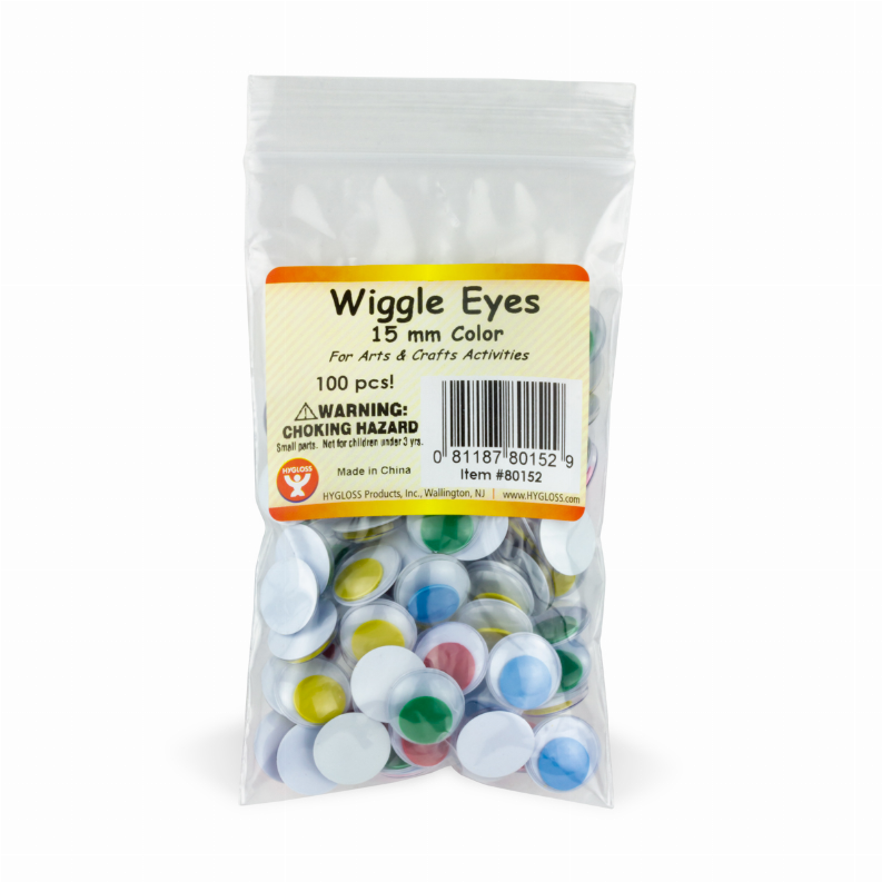 Wiggle Eyes - Paste On - 15 mm Assorted