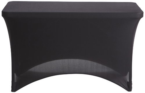Stretch-Fabric Table Cover, Polyester/Spandex, 30" x 72", Black