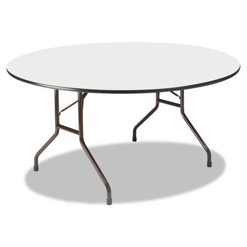 Premium Wood Laminate Folding Table, 60 Diameter x 29h, Gray Top/Charcoal Base