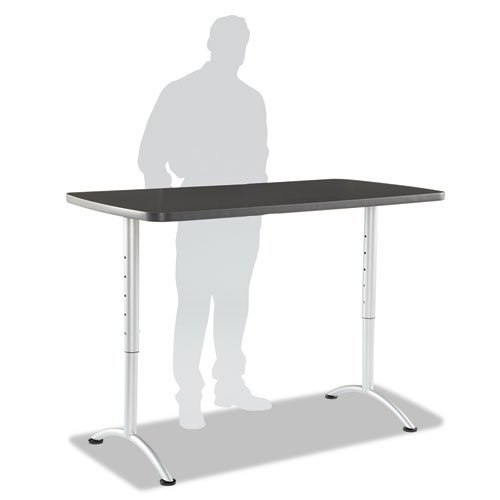 ARC Sit-to-Stand Tables, Rectangular Top, 30w x 60d x 30-42h, Graphite/Silver