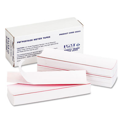 Postage Meter Labels, Single Tape Strips, 1.75 x 5.5, White, 300/Box