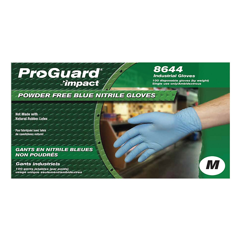 Pro-Guard Disposable Powder-Free General-Purpose Nitrile Gloves, Blue, Medium, 100/Box, 10 Boxes/Case