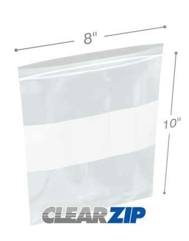 White Block Clearzip Lock Top Bags