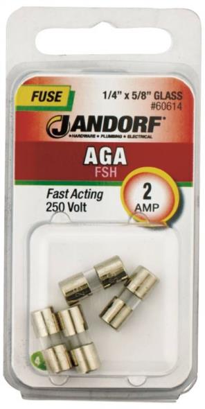 Bussmann AGA Cartridge Fast Acting Fuse Without Indicator, 250 VAC, 2 A
