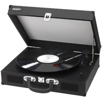 Jensen JTA410 Black Portable 3 Speed Stereo Turntable With