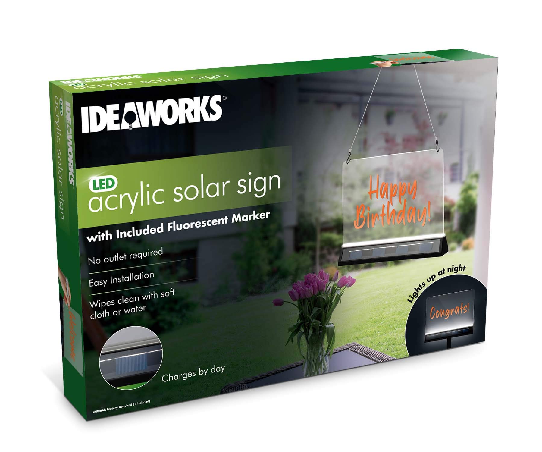 Ideaworks JB8647 Acrylic Solar Sign With Marker