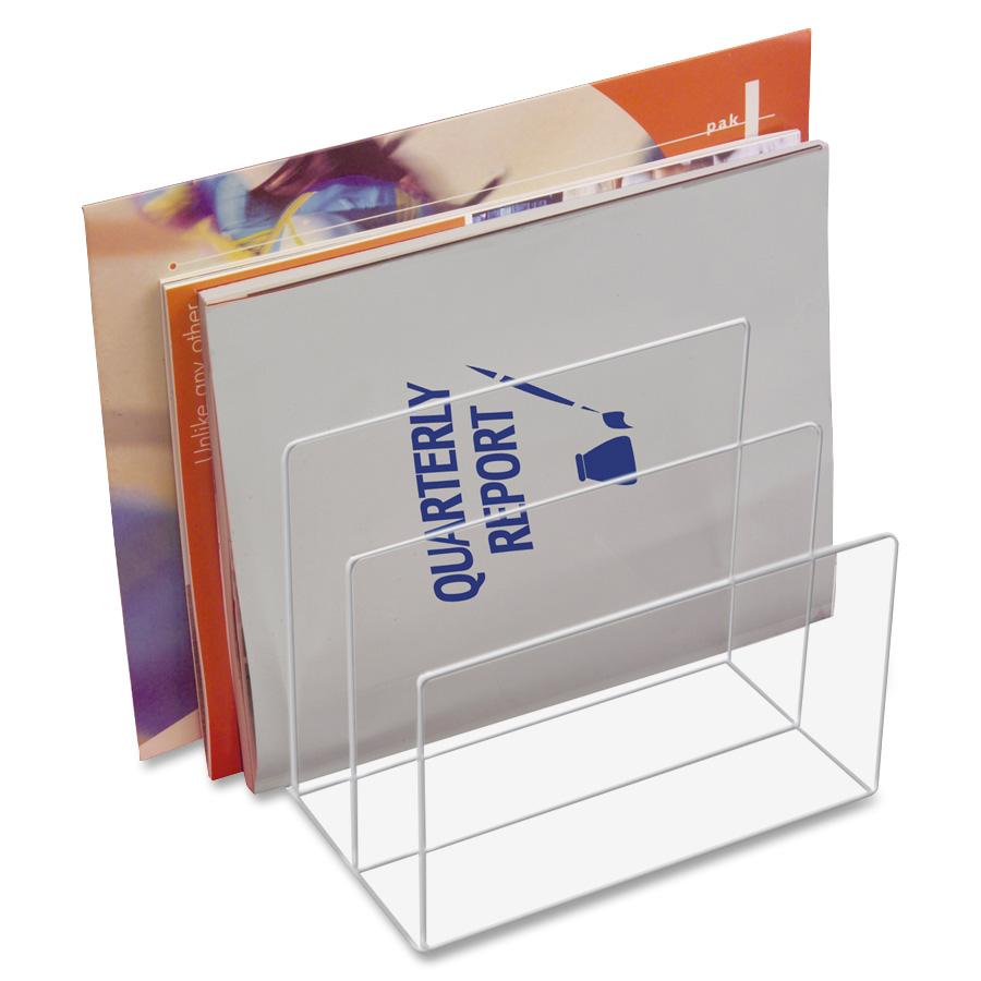 Clear Acrylic Desk File, Three Sections, 8 x 6 1/2 x 7 1/2, Clear