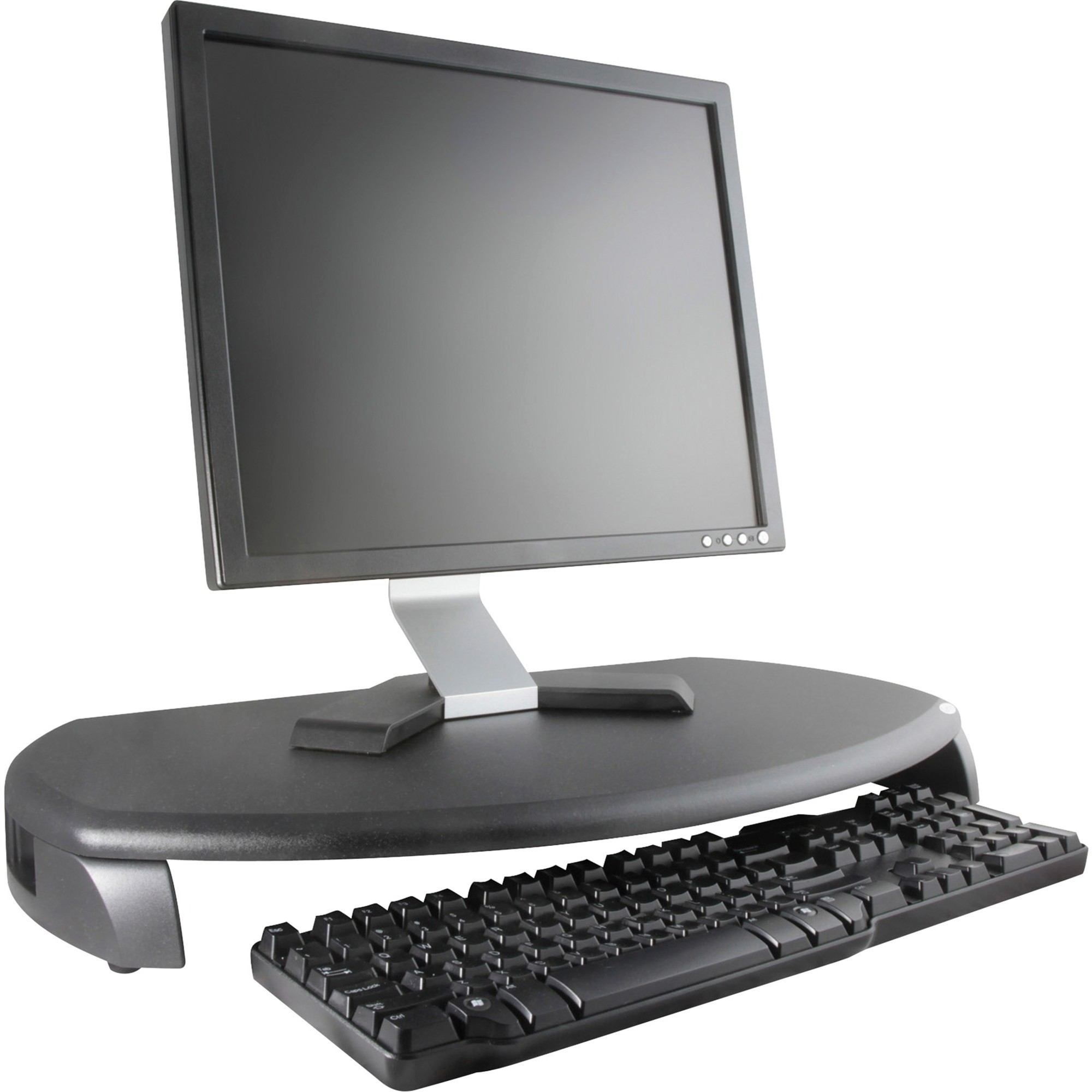 CRT/LCD Stand with Keyboard Storage, 23 x 13 1/4 x 3, Black