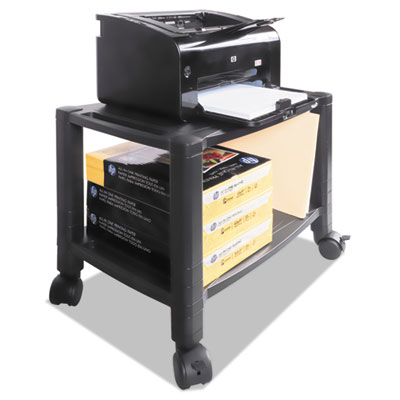 Mobile Printer Stand, Two-Shelf, 20w x 13 1/4d x 14 1/8h, Black