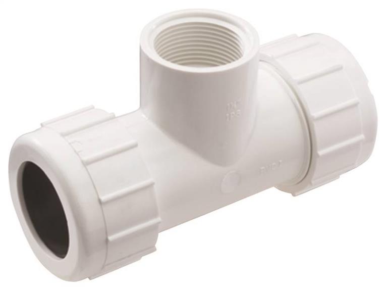 NDS CPT-0500-S Pipe Tee, 1/2 in, Compression x Slip, 150 psi at 72 deg F, SCH 40, PVC