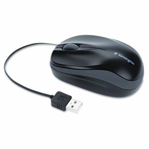 Pro Fit Optical Mouse, Retractable Cord, Two-Button/Scroll, Black