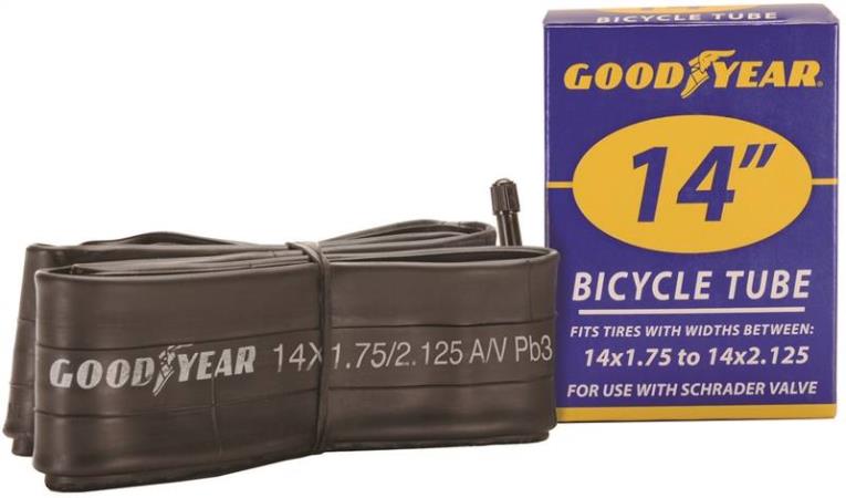 Goodyear 91074 Bicycle Tube, For Use With 14 in x 1-3/4 - 2-1/8 in Width Bicycle Tires, Black