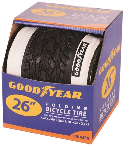 Goodyear 91061 Folding Cruiser Tire, For Use With 26 in x 2 - 2.10 - 2-1/8 in Rim, White