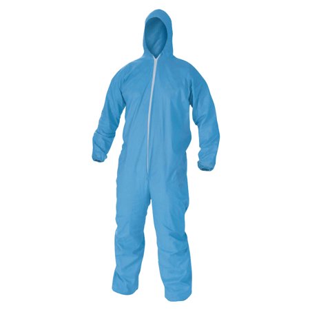 A65 Zipper Front Flame-Resistant Hooded Coveralls, Elastic Wrist and Ankles, 2X-Large, Blue, 25/Case